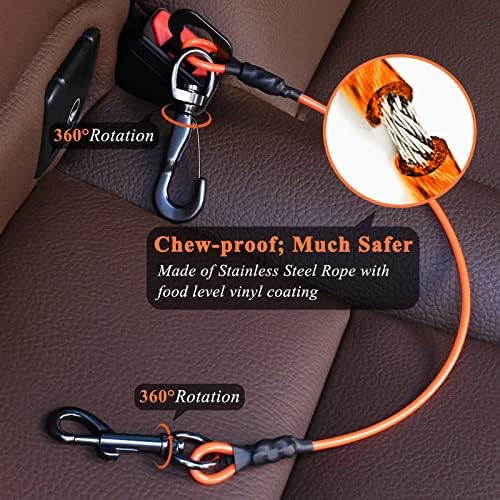 VIVAGLORY Dog Seatbelt Tuffbelt Dog Car Harness, S, Orange - Image 2