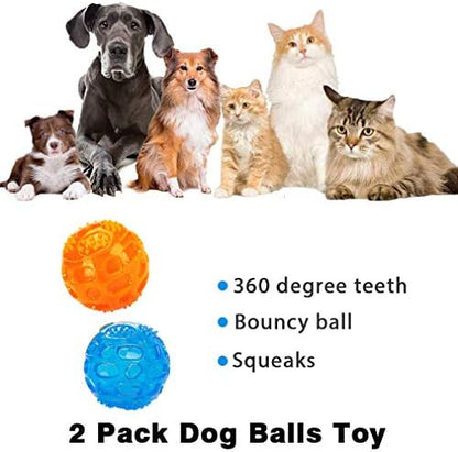 ACEONE Dog Squeaky Ball, Pet Squeak Chew Bouncy Rubber Toy Balls for Small Large Dogs Indestructible Exercise Training Playing - Image 5