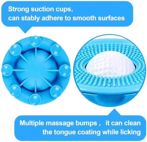 Dog Licking Bowl with Rolling Ball,Slow Feeder Dog Bowl Small Breed-Blue - Image 4