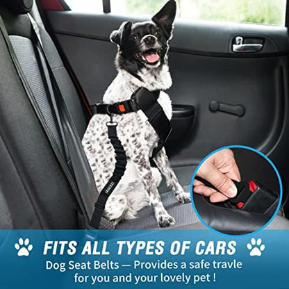 COOYOO Dog Seat Belt,3 Piece Set Retractable Dog Car Harness Adjustable Seat Belt for Vehicle Nylon Pet Safety Seat Belts Heavy Duty & Elastic - Image 2
