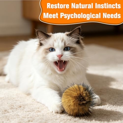 5Pcs Cat Toy Faux Rabbit Fur Ball, Rabbit Fur Ball Cat Toy, Soft Fluffy Cat Toy Ball, Furry Catnip Toy Ball for Indoor Cats, Washable & Fun to Chase for Exercise and Bonding - Image 7