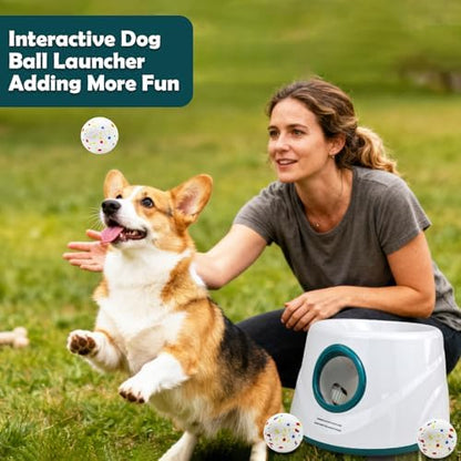 MEKAPLE Automatic Dog Ball Launcher, Upgraded Interactive Dogs Balls Thrower for Small and Medium Dogs, Distance Adjustable Mental Stimulating Dog Toys with 4 Durable Etpu Balls 2.2 Inch (Dark Green) - Image 7