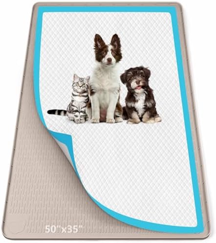 Pee Pad Holder for Dogs 50''x35'' Silicone Puppy Pee Pad Tray, Khaki by Bartuke