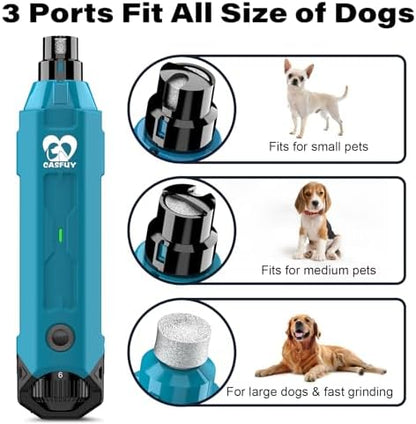 Casfuy 6-Speed Dog Nail Grinder - Newest Enhanced Pet Nail Grinder Super Quiet Rechargeable Electric Dog Nail Trimmer Painless Paws Grooming & Smoothing Tool for Large Medium Small Dogs (Bright Blue) - Image 5
