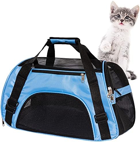 MuchL Pet Carrier Soft-Sided Carriers for Cat Carriers Dog Carrier for Small Medium Cats Dogs Puppies Pet Carrier Airline Approved Cat Dog Pet Travel Carrier (Small, Blue) by MuchL