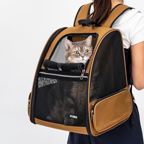 Cat Backpack，Expandable Cat Carrier Backpack, Dog Backpack Carrier and Pet Carrier Backpack, Suitable for Cats, Dogs Kitten or Small Dogs, Travel Friendly Puppy Cats Bag (Brown) - Image 6