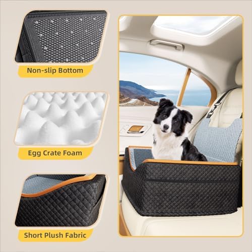 Dog Car Seat - Upgrade Super Soft Memory Foam Booster Car Seats for Small Medium Dogs, Dog Bed Washable with Storage Pockets Clip-On Safety Leash and Foam Filling Pet Travel Accessories up to 35lbs - Image 4