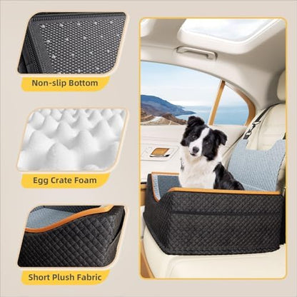 Dog Car Seat - Upgrade Super Soft Memory Foam Booster Car Seats for Small Medium Dogs, Dog Bed Washable with Storage Pockets Clip-On Safety Leash and Foam Filling Pet Travel Accessories up to 35lbs - Image 4
