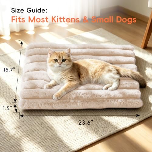 Cat Bed Mat for Indoor Cats, Self Warming Plush Cat Bed, 23.6"x15.7" White - Image 3