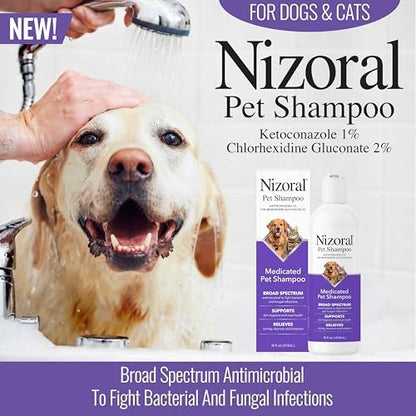 Nizoral Ketoconazole Pet Shampoo, 16 Oz, Chlorhexidine, Dogs & Cats - Image 2