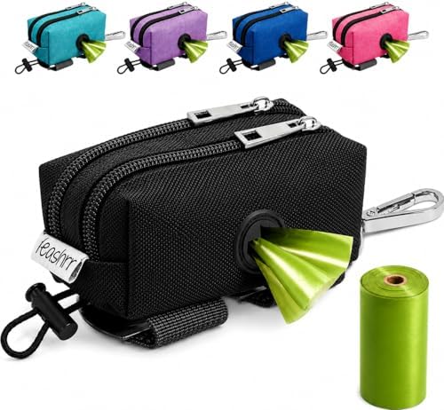Dog Poop Bag Holder for Leashes and Treat Holder with 2 Waterproof Pouches by Leashrr20