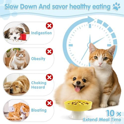 Raised Slow Feeder Cat Bowl for Cats & Small Dogs, 6 Inch - Image 3