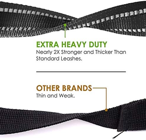 JSXD Heavy Duty Double Handle Dog Leash - 5 FT with Comfortable Padded and Reflective Rope, Suitable for Small to Large Dogs (Wide-Black) - Image 4