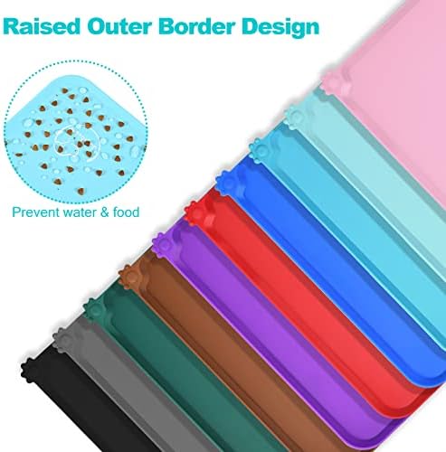 Silicone Waterproof Dog Cat Pet Feeding Mats, Non Slip, Easy Clean Pet Dog Cat Bowl Mats Placemat (24" x 16") Blue - Image 4