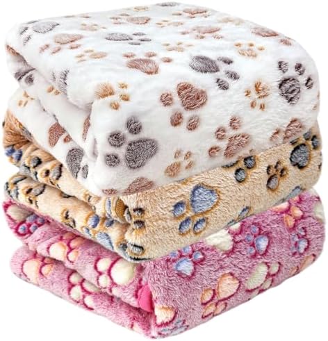 Dog Blankets for Large Dogs, 3 Pcs Dog Blanket Washable, Soft Fluffy Flannel Pet Blanket Mat Cover for Bed Couch, Cute Print Puppy Blanket 60" x 50" by NXDZI