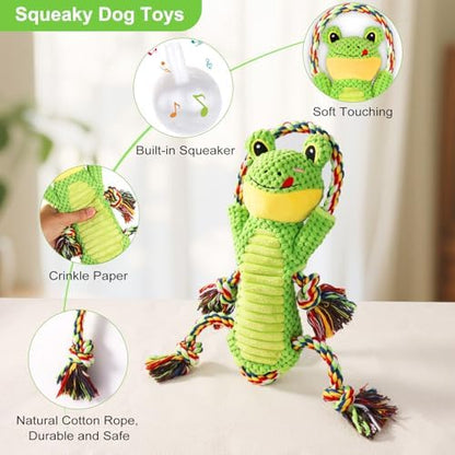 Drmstow Dog Toys for Aggressive Chewers - Interactive Plush Squeaky Toy with Crinkle Paper & Rope, Durable Chew Toys for Anxiety Relief, Small Medium Large Dogs - Image 2