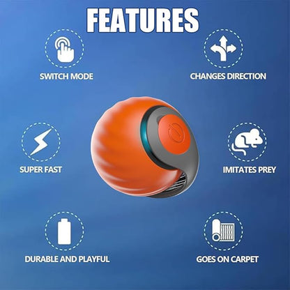 Interactive Cat Toys for Indoor Cats, 2Packs and 4 Tails Automatic Moving Cat Toys Ball,Cat Toy,Two Speed Tails Adjustment (Orange + Blue)