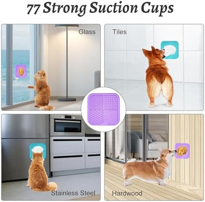 MateeyLife 2PCS Large Lick Mat for Dogs and Cats, Licking Mats for Dog Anxiety Relief, Cat Peanut Butter Lick Pad for Boredom Reducer, Dog Treat Mat Perfect for Bathing Grooming Purple&Light Blue - Image 5