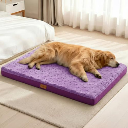 Patas Lague Orthopedic Large Dog Bed Washable Pet Crate Mat 48''X30'' Purple by PatasLague