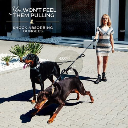 Premium Double Leash for Two Dogs, Medium & Large Breeds, Black - Image 3