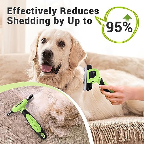 MIU COLOR Pet Grooming Brush, Deshedding Tool for Dogs & Cats, Apple Green - Image 3