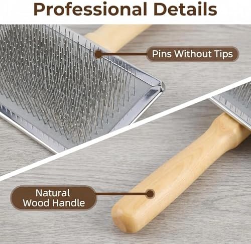 2PCS Dog Slicker Brush & Pet Comb, Cat Dog Rabbit Pin Grooming Brush Extra Large & Small Size, Matted/Loose Fur, Knots, For Doodle/Goldendoodle/Labradoodles Grooming and Shredding Short/Long Hair - Image 3