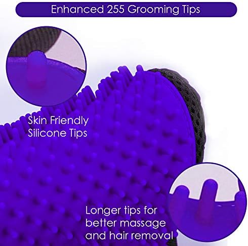 Pet Hair Removal Glove with 255 Silicone Tips for Dogs & Cats,1 Pair Purple - Image 3