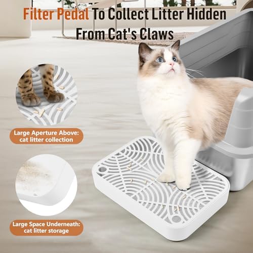 Cat Litter Box Step Non-Slip Cat Step with Filter Function,White - Image 3