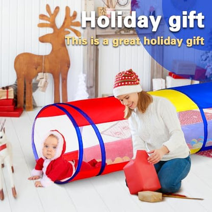 Kids Play Tunnel Tent for Toddlers, Colorful Pop Up Crawl Through Passage, Indoor & Outdoor Pipe Toy for Kids Backyard Playset, Dog Cat Pet Tunnel (Red, Yellow and Blue Tunnel) - Image 4