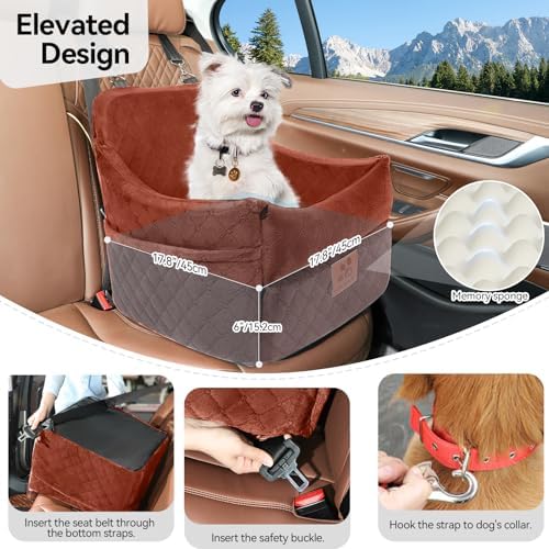 Dog Car Seat for Small/Medium Dogs&Cats, Memory Foam Dog Booster Car Seats - Image 4