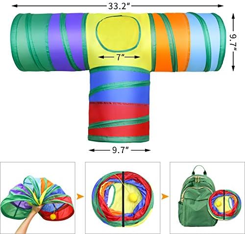 Malier Cat Toys Kitten Toys Set, Collapsible Cat Tunnels for Indoor Cats, Interactive Kitty Toys Cat Feather Toy Fluffy Mouse Crinkle Balls 3 Way Tube Tunnel Toys for Puppy Kitty Kitten - Image 6