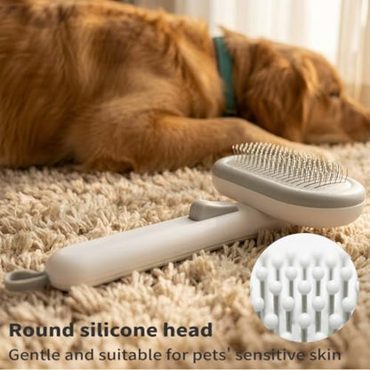 Cat Brush for Shedding, Self Cleaning Grooming Brush with Release Button, Deshedding Undercoat Comb for Indoor Cats Long & Short Haired, Pet Hair Remover Tool for Kitten Rabbit Massage - Image 5