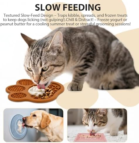 Lick Mat for Dogs & Cats, Slow Feeder Pad with Suction Cups Brown - Image 4