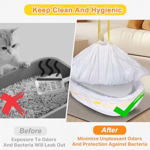 30 Count Cat Litter Liners Large, Jumbo Tear Resistant Heavy Duty Cat Litter Bags with Drawstring, Extra-Thick Kitty Litter Box Bags-36" x 18" - Image 5