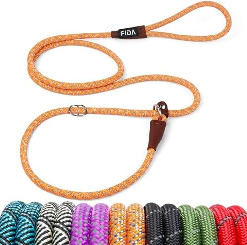 Fida Durable Slip Lead Dog Leash, 6 FT x 3/8" Dog Training Leash, Orange by Fida