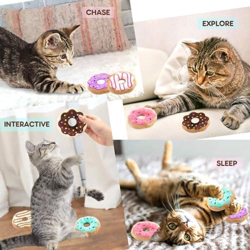 CiyvoLyeen Plush Donut Catnip Toys for Indoor Cats 6 Pack - Image 2