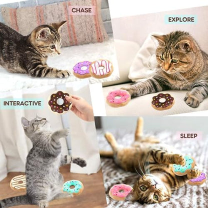 CiyvoLyeen Plush Donut Catnip Toys for Indoor Cats 6 Pack - Image 2