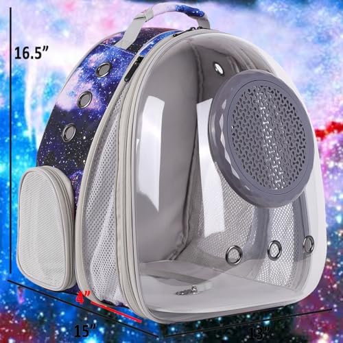 Pet Carrier Backpack for Large Cats and Small Dogs up to 20 Pounds, Space Capsule Astronaut Clear Bubble Backpack for Travel Hiking Camping Cat Carry Transport Book Bag (Galaxy Blue, Front Extension) - Image 2