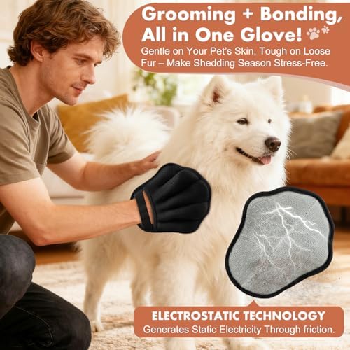 Pet Hair Removal Glove for Cat & Dog, Electrostatic Pet Hair Remover Tool for Furniture, Couch, Laundry, Carpet | Upgraded 5-Finger Washable, Quick Dog & Cat Fur Remover, Black+Black - Image 3