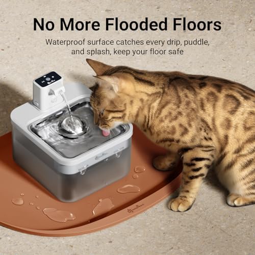 DownyPaws Cat Food Mat,Silicone Waterproof Feeding Mat, 18"×12.5", Coral - Image 3