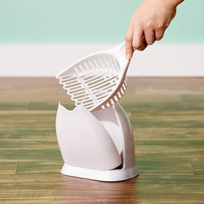 Petmate Scoop N' Hide Cat Litter Scoop with Discreet Litter Scoops Holder; White