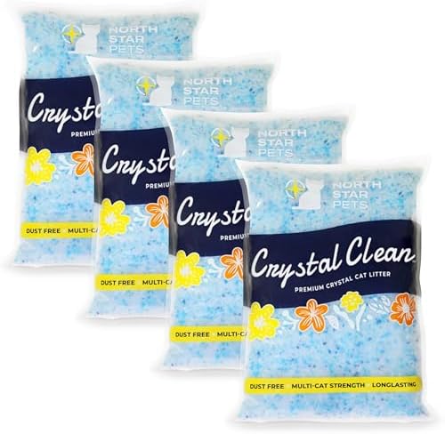 Crystal Clean Premium Fresh Scent Crystal Cat Litter with Odor Control (5X Faster), Best Lightweight, Non Clumping Kitty Litter to Absorb Urine, Dries Solid Waste (4X4.3 Lb Bags) by Unknown