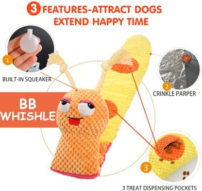 lilfrd Dog Puzzle Enrichment Toy, Squeaky Crinkle Plush Snail Pup Toys - Image 2