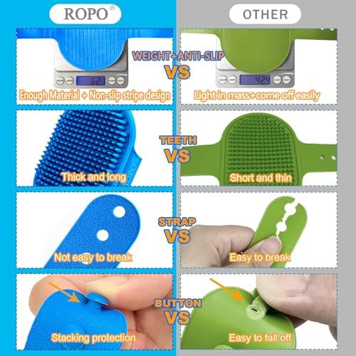 ROPO Dog Bath Brush, Dog Shampoo Brush With Adjustable Ring Handle Long Bristles, Upgraded Version Anti-Slip Back & Strap, Pet Grooming Brush for Dogs & Cats 2pcs - Image 2