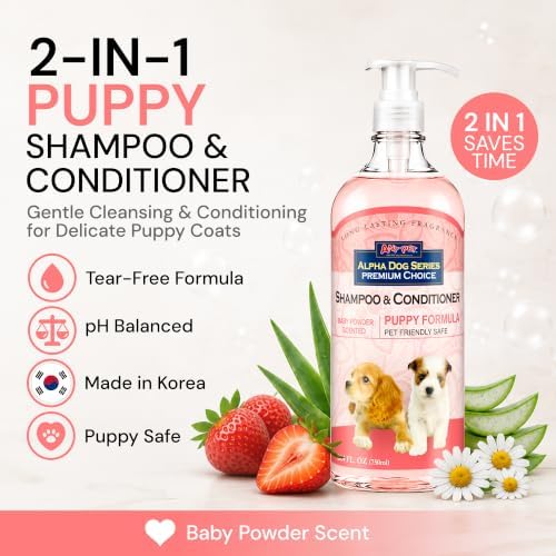 Natural Puppy Shampoo and Conditioner Tear Free with Aloe Vera, pH-Balanced Shampoo for Puppies, Tearless Dog Shampoo and Conditioner, Puppy Wash Sensitive Skin 26.4 Oz (Pack of 2) - Image 2