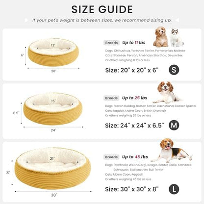 Love's cabin Round Donut Cat and Dog Cushion Bed, 24in Pet Bed for Small or Medium Dogs, Anti-Slip & Water-Resistant Bottom, Soft Durable Fabric Pet Beds, Washable Calming Cat Bed Yellow - Image 4