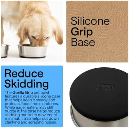 GORILLA GRIP Dog Bowl, Food Grade Stainless Steel Water Bowls, 2 Cup Black - Image 3