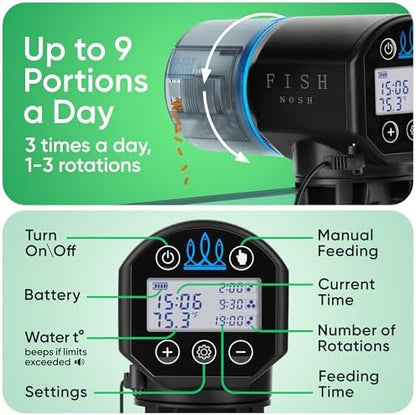 FISHNOSH Automatic Fish Feeder for Aquarium with Digital Thermometer - 2026 Auto Fish Food Dispenser Programmable, Vacation Feeder for Fish, Adjustable Portions, Auto Fish Feeder for Small & Big Tanks - Image 3