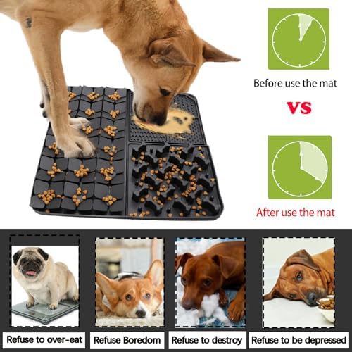 Silicone Snuffle Mat for Dog,Slow Feeder Lick Mat with Suction Cups for Slow Eating,Encourages Natural Foraging Skill,Relieving Stress,Pet Sniffing Mat for Small/Medium/Large Dog Cat (Black) - Image 2