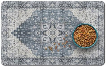 Dog Food Mat for Floors, Absorbent Pet Cat Food Bowl Mat, 12x20 in by QXWREL